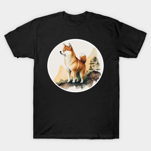 Shiba Inu Dog, Mountain Outdoor, Forest T-Shirt